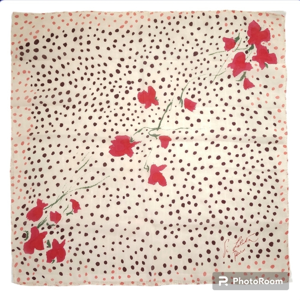 2009 Floral Dotted Dots Lolita Lempicka Si Eau de Parfum Paris Scarf NEW